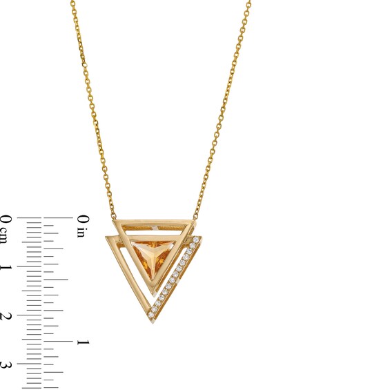 EFFY™ Collection Orange Quartz and 0.085 CT. T.W. Diamond Triangle Pendant 14K Gold