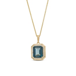 EFFY™ Collection London Blue Topaz and 0.14 CT. T.W. Diamond Frame Pendant 14K Gold