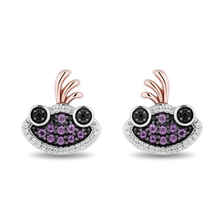 Disney Treasures Monsters, Inc. 0.10 CT. T.W. Black and White Diamond and Amethyst Randall Boggs Stud Earrings in Sterling Silver