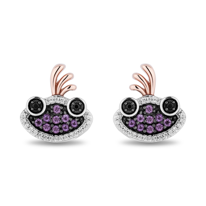 Disney Treasures Monsters, Inc. 0.10 CT. T.W. Black and White Diamond and Amethyst Randall Boggs Stud Earrings in Sterling Silver