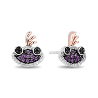 Disney Treasures Monsters, Inc. 0.10 CT. T.W. Black and White Diamond and Amethyst Randall Boggs Stud Earrings in Sterling Silver