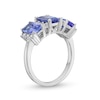 Thumbnail Image 2 of Emerald-Cut Tanzanite and 0.30 CT. T.W. Certified Lab-Created Diamond Three Stone Ring in 10K White Gold (F/SI2)