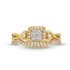 0.40 CT. T.W. Quad Princess-Cut Diamond Frame Twist Shank Bridal Set in 10K Gold