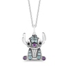 Disney Treasures Lilo & Stitch London Blue Topaz, Amethyst and Diamond Accent Stitch Necklace in Sterling Silver