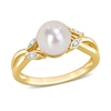 Thumbnail Image 0 of 7.5-8.0mm Freshwater Cultured Pearl and Diamond Accent Split Shank Ring in 10K Gold