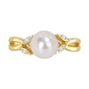Thumbnail Image 2 of 7.5-8.0mm Freshwater Cultured Pearl and Diamond Accent Split Shank Ring in 10K Gold