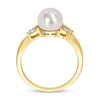 Thumbnail Image 3 of 7.5-8.0mm Freshwater Cultured Pearl and Diamond Accent Split Shank Ring in 10K Gold