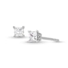 Thumbnail Image 0 of Trouvaille Collection 0.30 CT. T.W. DeBeers®-Graded Princess-Cut Diamond Solitaire Stud Earrings in 14K Gold (F/I1)