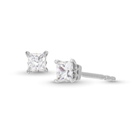 Trouvaille Collection 0.30 CT. T.W. DeBeers®-Graded Princess-Cut Diamond Solitaire Stud Earrings in 14K Gold (F/I1)