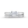 Thumbnail Image 4 of 1.33 CT. T.W. Princess-Cut Diamond Past Present Future® Three Stone Bridal Set in 14K White Gold