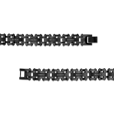 Men's 0.15 CT. T.W. Black Diamond Link Bracelet in Stainless Steel with Black Ion-Plate - 8.5"