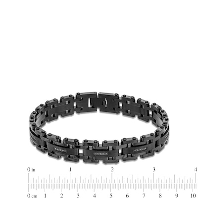 Men's 0.15 CT. T.W. Black Diamond Link Bracelet in Stainless Steel with Black Ion-Plate - 8.5"