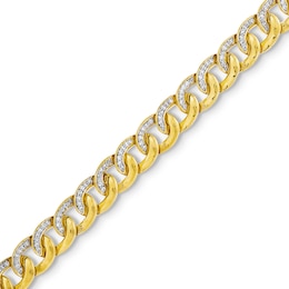 Men's 1.00 CT. T.W. Diamond Curb Chain Bracelet in Hollow 10K Gold - 8.5&quot;
