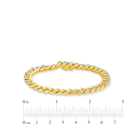 Men's 1.00 CT. T.W. Diamond Curb Chain Bracelet in Hollow 10K Gold - 8.5"