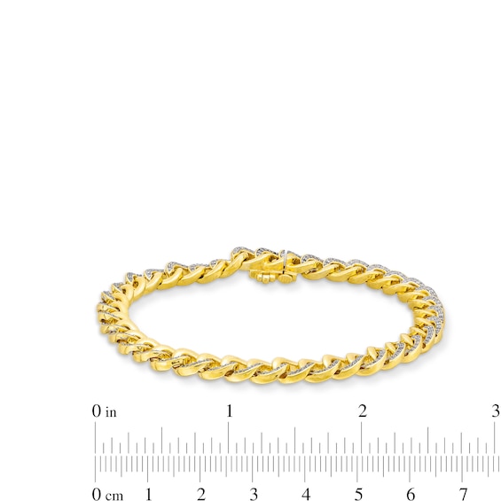 Men's 1.00 CT. T.W. Diamond Curb Chain Bracelet in Hollow 10K Gold - 8.5"