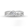 Canadian Certified Centre Diamond 0.58 CT. T.W. Bypass Frame Split Shank Engagement Ring in 14K White Gold (I/I2)