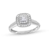 Thumbnail Image 0 of 0.40 CT. T.W. Princess-Cut Diamond Double Frame Vintage-Style Engagement Ring in 10K White Gold