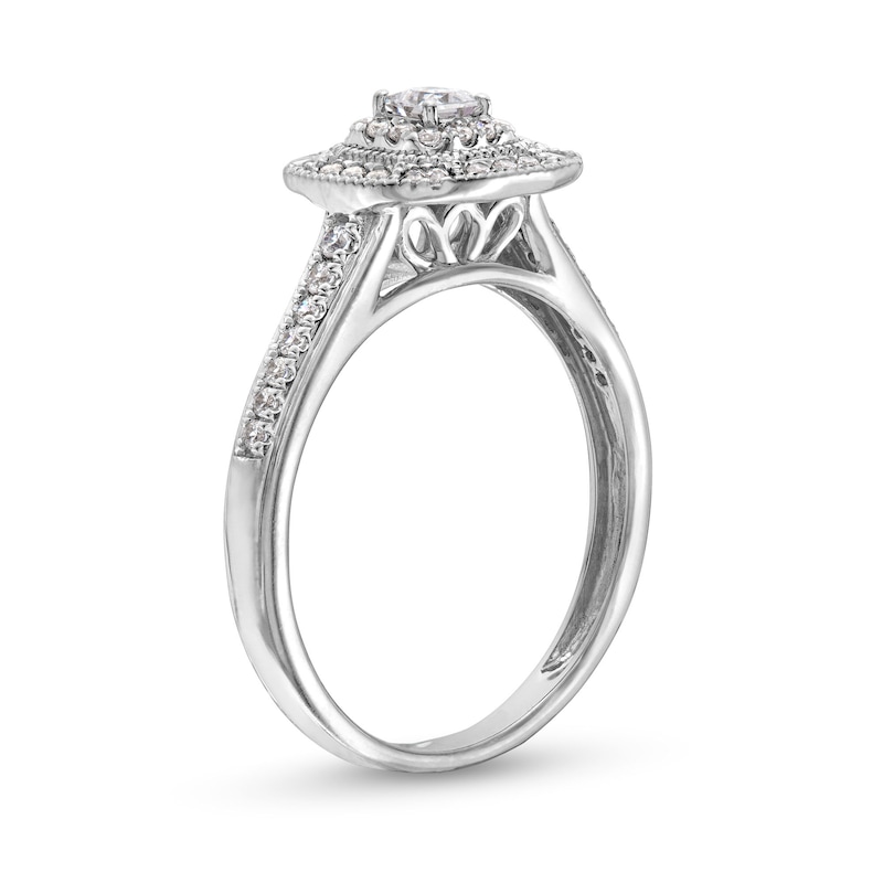 0.40 CT. T.W. Princess-Cut Diamond Double Frame Vintage-Style Engagement Ring in 10K White Gold|Peoples Jewellers