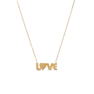 Textured "LOVE" Necklace in Solid 10K Gold