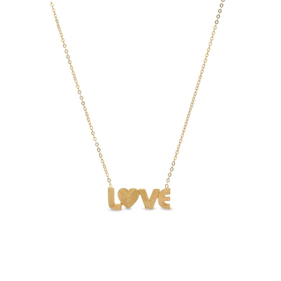 Textured "LOVE" Necklace in Solid 10K Gold