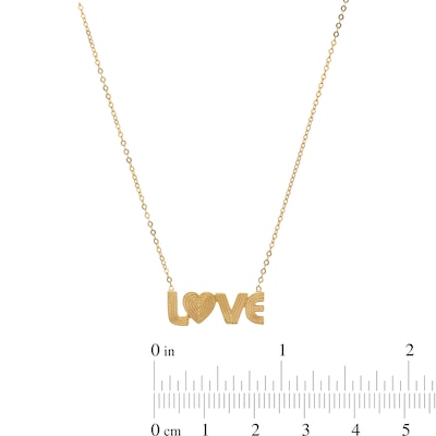 Textured "LOVE" Necklace in Solid 10K Gold