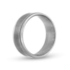 Men's 8.0mm Satin Textured Stepped Edge Comfort Fit Wedding Band in Tantalum