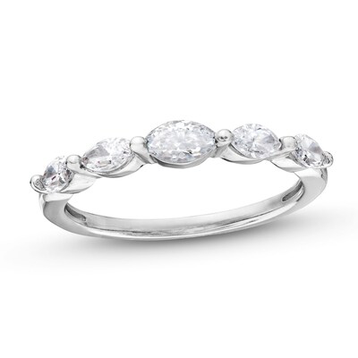 1.00 CT. T.W. Marquise-Cut Certified Lab-Created Diamond Five Stone Band in 14K White Gold (F/SI2)