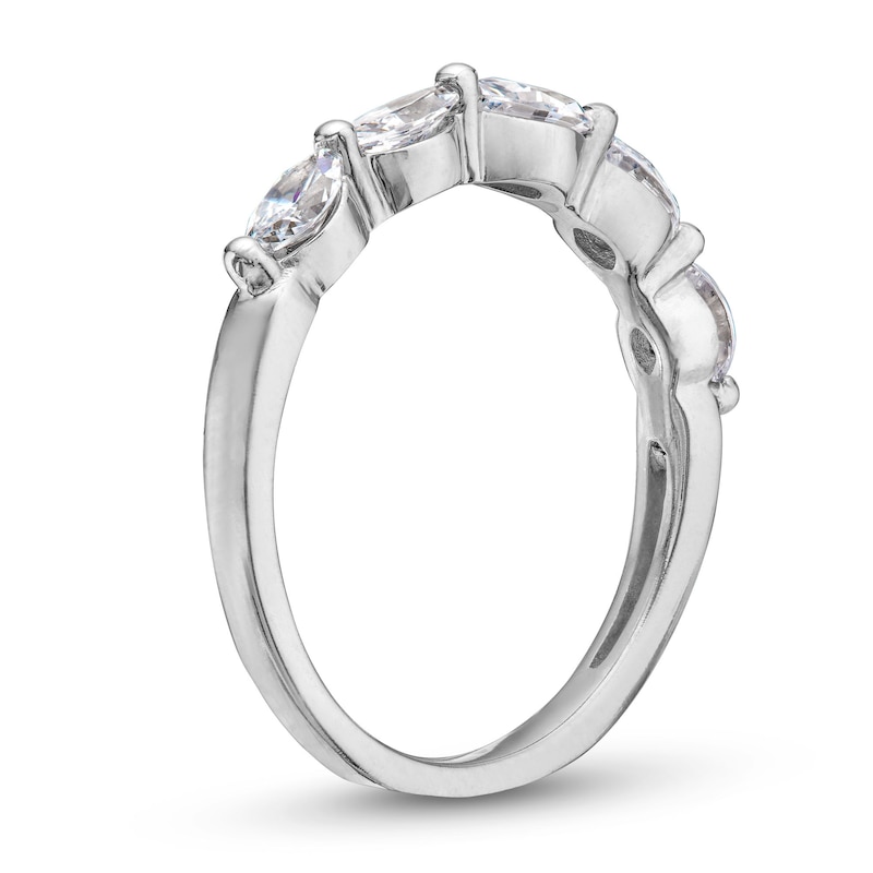 1.00 CT. T.W. Marquise-Cut Certified Lab-Created Diamond Five Stone Band in 14K White Gold (F/SI2)|Peoples Jewellers