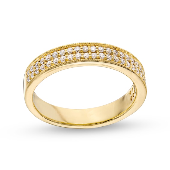 0.30 CT. T.W. Certified Lab-Created Diamond Double Row Vintage-Style Band in 10K Gold (F/SI2)