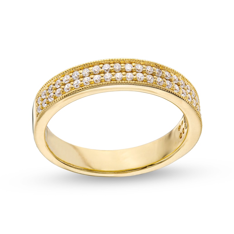 0.30 CT. T.W. Certified Lab-Created Diamond Double Row Vintage-Style Band in 10K Gold (F/SI2)|Peoples Jewellers