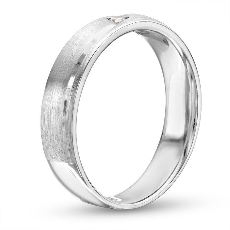 Ladies' 0.04 CT. Diamond Solitaire Satin Band in 10K White Gold|Peoples Jewellers