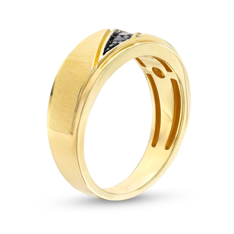 Men's 0.20 CT. T.W. Black Diamond Slanted Satin Band in 10K Gold|Peoples Jewellers