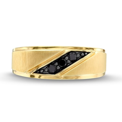 Men's 0.20 CT. T.W. Black Diamond Slanted Satin Band in 10K Gold