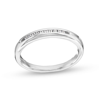 Men's 0.10 CT. T.W. Diamond Channel-Set Band in 14K White Gold