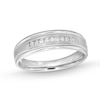 Men's 0.25 CT. T.W. Square-Cut Diamond Milgrain Edge Band in 10K White Gold