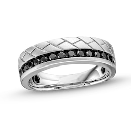 Men's 0.45 CT. T.W. Black Diamond Tread Pattern Band in 10K White Gold