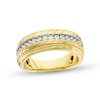 Men's 0.50 CT. T.W. Diamond Milgrain Edge Tread Pattern Band in 10K Gold