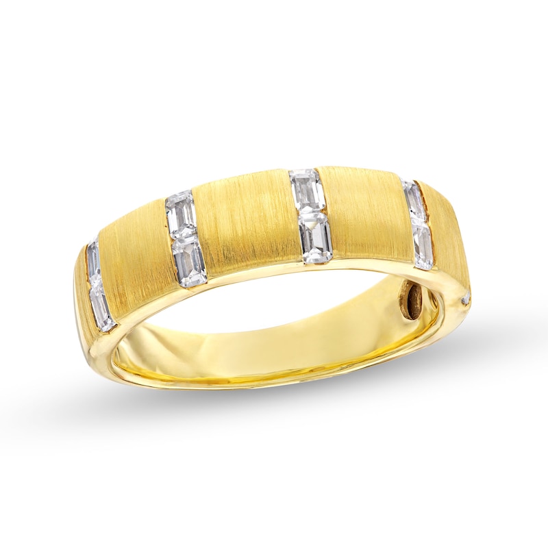 Men's 0.75 CT. T.W. Emerald-Cut Certified Lab-Created Diamond Linear Station Band in 10K Gold (F/SI2)|Peoples Jewellers