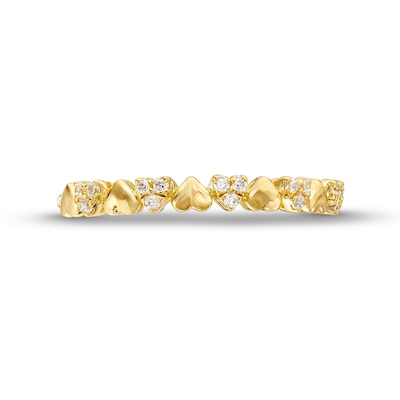 0.10 CT. T.W. Multi-Diamond Alternating Hearts Band in 10K Gold