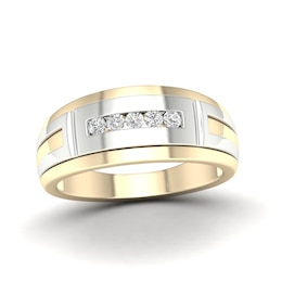 Men's 0.20 CT. T.W. Canadian Certified Diamond Five Stone Band in 14K Two-Tone Gold (I/I1)