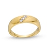 Men's 0.12 CT. T.W. Canadian Certified Diamond Three Stone Slant Band in 14K Gold (I/I1)