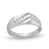 Men's 0.20 CT. T.W. Canadian Certified Diamond Five Stone Slant Groove Shank Band in 14K White Gold (I/I1)