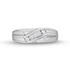 Men's 0.20 CT. T.W. Canadian Certified Diamond Five Stone Slant Groove Shank Band in 14K White Gold (I/I1)