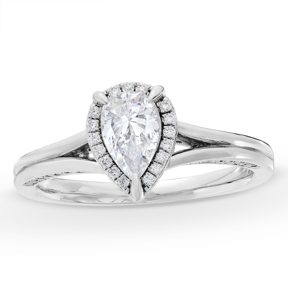 0.75 CT. T.W. Pear-Cut Diamond Frame Engagement Ring in 14K White Gold (I/I1)