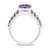 Enchanted Disney Wish Cushion-Cut and Round Amethyst with 0.085 CT. T.W. Diamond Ring in Sterling Silver