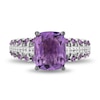 Enchanted Disney Wish Cushion-Cut and Round Amethyst with 0.085 CT. T.W. Diamond Ring in Sterling Silver