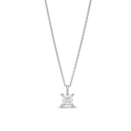 Trouvaille Collection 0.50 CT. DeBeers®-Graded Princess-Cut Diamond Solitaire Pendant in 14K White Gold (F/I1)