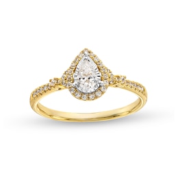 0.29 CT. T.W. Pear-Shaped Diamond Frame V-Sides Engagement Ring in 14K Gold