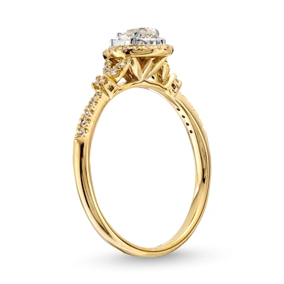 0.29 CT. T.W. Pear-Shaped Diamond Frame V-Sides Engagement Ring in 14K Gold