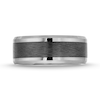 Men's 9.0mm Beveled Edge Wedding Band in Tungsten with Brushed Black Ceramic Inlay - Size 10